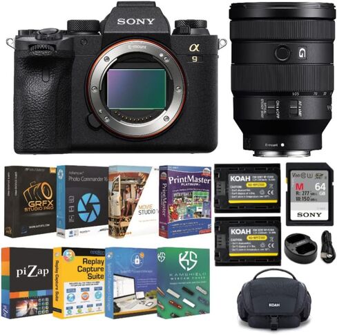Sony Alpha 9 II Mirrorless Full Frame Interchangeable-Lens Camera Bundle with 24-105mm f/4 E-Mount Lens, Photo Software, 64GB Memory Card, Dual Battery and Chargers, and Camera Bag (6 Items) in Saudi Arabia