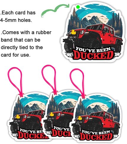 Duck Duck Tags, You 've Been Ducked Card, Duck Duck Ducking Game Card, Car Duck Tags for Rubber Ducks Design with Round Hole and Rubber Bands 35Pack Set (Blue-7FD230) in Kuwait