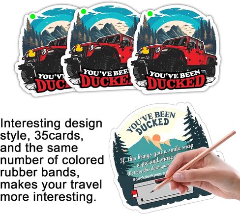 Duck Duck Tags, You 've Been Ducked Card, Duck Duck Ducking Game Card, Car Duck Tags for Rubber Ducks Design with Round Hole and Rubber Bands 35Pack Set (Blue-7FD230) in Kuwait
