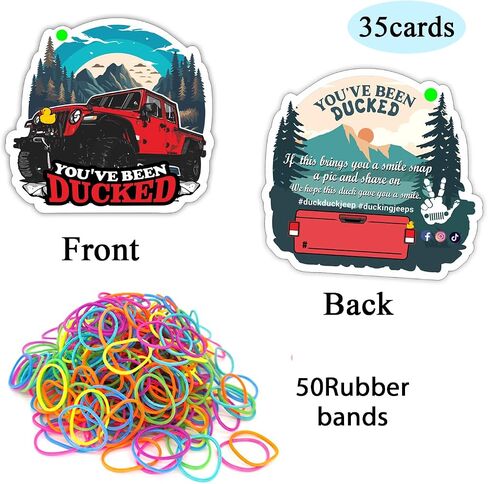 Duck Duck Tags, You 've Been Ducked Card, Duck Duck Ducking Game Card, Car Duck Tags for Rubber Ducks Design with Round Hole and Rubber Bands 35Pack Set (Blue-7FD230) in Kuwait