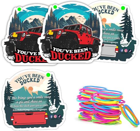 Duck Duck Tags, You 've Been Ducked Card, Duck Duck Ducking Game Card, Car Duck Tags for Rubber Ducks Design with Round Hole and Rubber Bands 35Pack Set (Blue-7FD230) in Kuwait