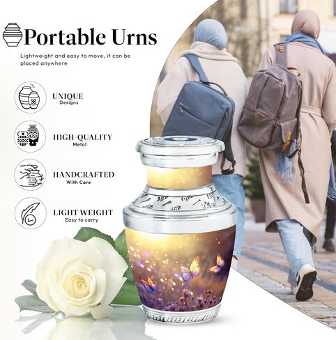 Butterfly Urn, Cremation Urns for Women - Burial Urns for Adult Human Ashes, Mini Urns for Human Ashes Keepsake, Urns for Adult Female, Yellow Urn - Small Cremation Urns for Ashes, 3 Inches in Saudi Arabia