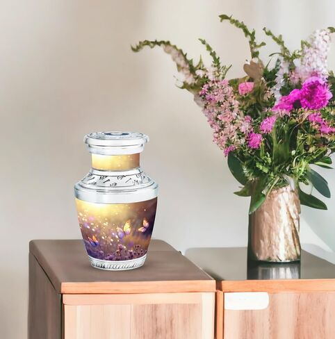 Butterfly Urn, Cremation Urns for Women - Burial Urns for Adult Human Ashes, Mini Urns for Human Ashes Keepsake, Urns for Adult Female, Yellow Urn - Small Cremation Urns for Ashes, 3 Inches in Saudi Arabia