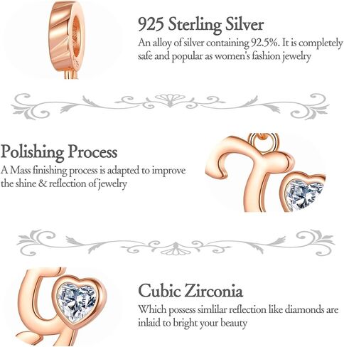 925 Sterling Silver Letter Charms A~Z Dangle Alphabet fit for Bracelet Necklace Valentine's Day Mother's Day Jewelry Gifts for Women Girls in Saudi Arabia