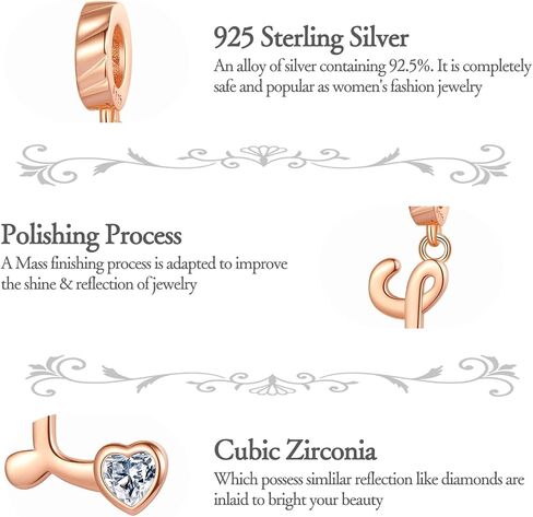 925 Sterling Silver Letter Charms A~Z Dangle Alphabet fit for Bracelet Necklace Valentine's Day Mother's Day Jewelry Gifts for Women Girls in Saudi Arabia