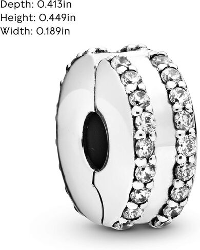 Pandora Double Lined Pavé Clip Charm - أساور اللحظات المتوافقة - مجوهرات للنساء - هدية للنساء في حياتك - مصنوعة من الفضة الاسترليني والزركونيا المكعبة، مع صندوق هدايا in Saudi Arabia