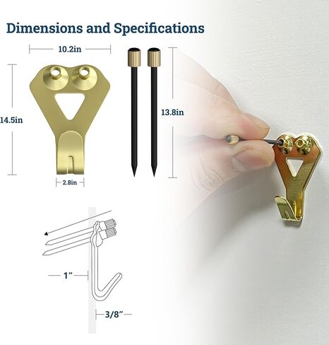 شماعات صور بوزن 100 رطل، عالية الجودة، قابلة لإعادة الاستخدام، 10 مجموعات متعددة الأغراض لتعليق الصور مع أظافر، مثالية لفن الحائط، والإطارات، والساعات، وديكور المكتب على الحوائط الجافة أو الخشب" in Kuwait