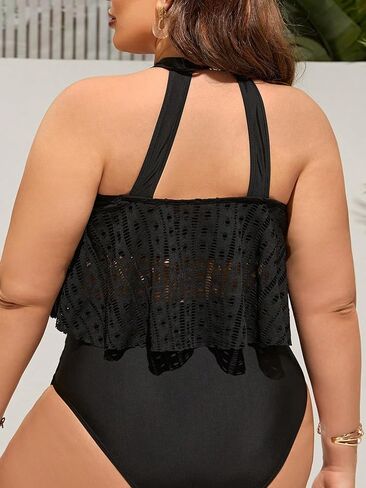 SOLY HUX المرأة حجم كبير Tankini المايوه الرسن الجوف خارج عالية الخصر بيكيني قطعتين الاستحمام الدعاوى in Saudi Arabia