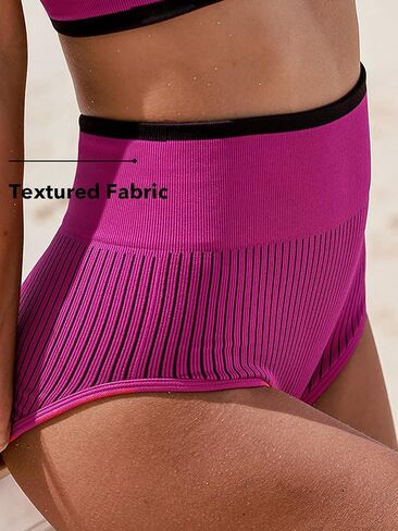 CUPSHE Women's Bikini Sets Two Piece Bathing Suit High Waisted Scoop Neck Back Strappy Bikini Shorts in Saudi Arabia