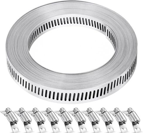 Hose Clamp, 8.5 Ft DIY Stainless Steel Hose Clamps Assortment Kit with 6 Fasteners, Adjustable Worm Gear Hose Clamps Large Band Clamp Duct Clamps for Ductwork Automotive, Mechanical, Dryer Vent in Saudi Arabia