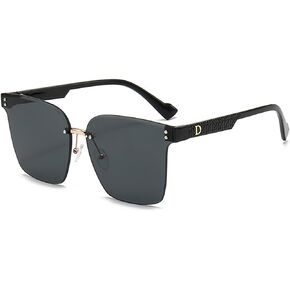 Women Sunglasses, Rimless Glasses for Womens Transparent Frameless Eyewear Oversized Sun Glasses Driving