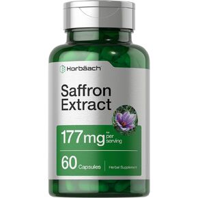 Horbäach Saffron Extract Capsules 177 mg 60 Count | Non-GMO, Gluten Free Supplement