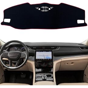 Dash Mat Cover Custom Interior Center Console Compatible with Jeep Grand Cherokee L SUV 2021 2022 2023 Dashboard mat Covers Accessories (Black Trim)