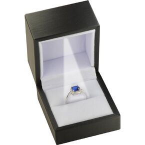 LAODA LED Black Ring Box for Proposal, Wedding, Engagement..Luxury LED Lighted Ring Jewelry Gift Box with Light for Men for Women