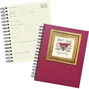 Write it Down series by Journals Unlimited, Guided Journal, Guest Journal, Enjoy Your Stay!, Full-size 7.5"x 9", Cranberry Hard Cover, Made in USA