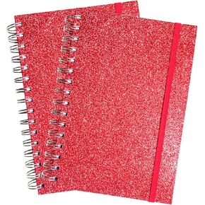 Twinkle Spiral Notebook, 2 Pack Sparkly Spiral Journal Notebooks, Hardcover Ruled Notebook, 90 Sheets, 8.2“x6"