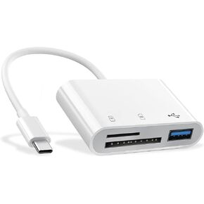 قارئ بطاقة SD USB C، قارئ بطاقة USB C إلى SD قارئ بطاقة SD/TF قارئ بطاقة الذاكرة مع منفذ USB 3.0 لهاتف iPhone 15 iPad Pro Air MacBook Pro/Air iMac Android Phone Tablet، التوصيل والتشغيل