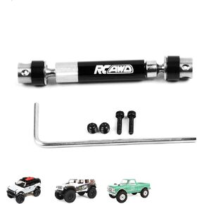 RCAWD Rear Slider Center Driveshaft #45 Steel 50-63mm Drive Shaft for Axial 1/24 SCX24 Wrangler Bronco C10 Upgrade Parts (Black)
