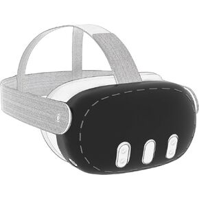 Geekria VR Headset Silicone Protective Shell Compatible with Meta Q3, Light & Durable Front Face Cover Accessories, Anti Slip Scratchproof Sleeve Comprehensive Protection for VR (Black)