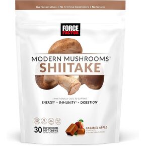 FORCE FACTOR Modern Mushrooms Soft Chews, Shiitake Mushrooms Supplement to Support Energy, Immunity, and Digestive Health, Antioxidants Supplement, Delicious Caramel Apple Flavor, 30 Soft Chews