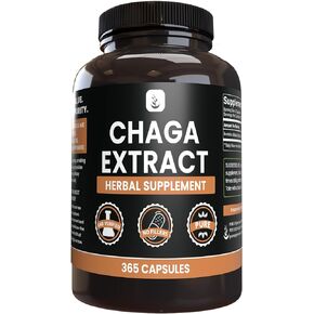 PURE ORIGINAL INGREDIENTS Chaga Mushroom Extract (365 Capsules) No Magnesium Or Rice Fillers, Always Pure, Lab Verified