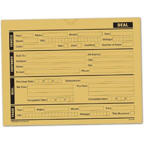Modern Style Printed Vehicle Deal Jackets - File Folders (100 per Pack) (Blue)