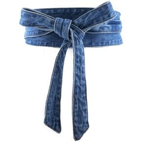 Women's Denim Wide Waist Belt Self Tie Wrap Around Obi Waist Band Cinch Boho Belt