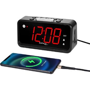 Alarm Clock for Bedroom, 2 Alarms Loud LED Big Display Plug in Simple Basic Digital Clock with USB Charging Port, Adjustable Volume, Dimmable, Snooze for Deep Sleepers Kids Elderly