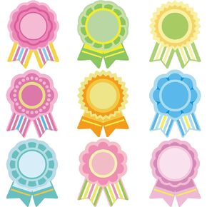 54 Pieces Ribbon Awards Cutouts Blank Award Ribbon Make Your Own Place Honorable Recognition for DIY Label Kids Sport Shows Award Classroom Party Accessory 9 Colors