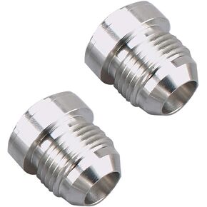 3AN Weld On Bung Aluminum Male Flare Weldable Fuel Tank Fitting AN3 JIC-3 AN (3/8 x 24) Thread Hose Adapter Connector, Pack of 2