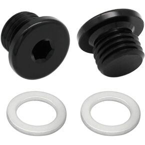 Multi-Purpose Aluminum Metric Thread Port Plug M10 x 1.0 Hex Plug with Crush Washer, Black, Pack of 2