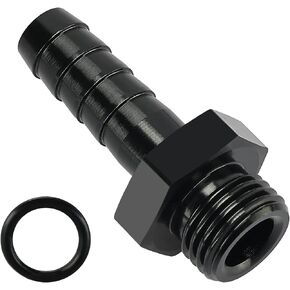 EVIL ENERGY 6AN ORB Male to 3/8" Hose Barb Fuel Oil Pump Inlet Fitting Adapter Aluminum Black