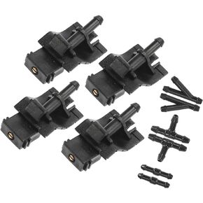 Motoforti Car Front Windshield Washer Nozzle, Jet Spray Single Hole, for Toyota Corolla 2008-2014, Plastic, Rubber, 85381-12300, Black, 4pcs