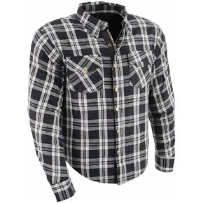 Milwaukee Leather MPM1643 Men's Plaid Flannel Biker Shirt with CE Approved Armor - Reinforced w/Aramid Fiber