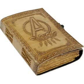 مجلة جلدية كلاسيكية منقوشة بشعار Avengers Marvels للرجال والنساء 200 صفحة من الورق العتيق المصنوع يدويًا بحافة سطح السفينة، دفتر رسم جلدي، مجلة رسم، مجلة جلدية مطبوعة هدية رائعة in Kuwait