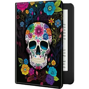 حافظة لجهاز Kindle Paperwhite الجيل الحادي عشر 6.8 بوصة 2021 غطاء ذكي من جلد البولي يوريثان مع خاصية النوم التلقائي، غطاء خلفي ناعم من مادة TPU لجهاز Kindle Paperwhite 2021 والإصدار المميز، جمجمة السكر