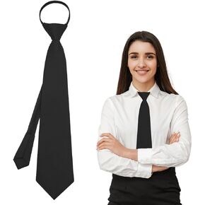 ربطة عنق نسائية، ربطة عنق نسائية سوداء/حمراء بسحاب مربوط مسبقًا لربطة عنق مدرسية للنساء