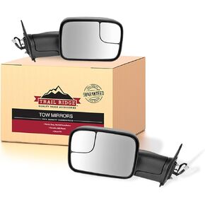 Trail Ridge Tow Mirror Power Textured Black Flip-Up Pair Set for Toyota Tacoma