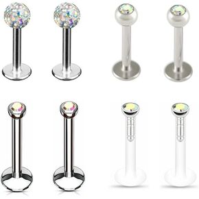 8pc 6/8/10/12mm Bar Crystal Ball Monroe Labret Lip Stud Ear Universal Body Piercing Jewelry Set in Kuwait