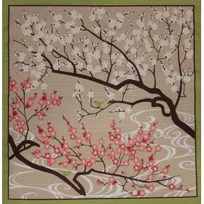 Furoshiki Wrapping Cloth Plum Blossoms and Birdies Motif Japanese Fabric 50cm
