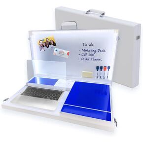 15-in-1 Home Office Portable Workstation Desk with Built-in Storage, 3.5" D x 26" W x 16.5" H, 14 Lbs, White