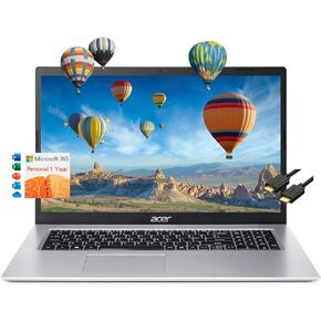 acer Aspire 1 A115-32-C96U كمبيوتر محمول نحيف للمنزل والطلاب (15.6 بوصة FHD، Intel Celeron N4500، ذاكرة الوصول العشوائي 16 جيجابايت، 256 جيجابايت SSD، رسومات UHD) لمدة عام مكتب 365، إيثرنت، واي فاي، كاميرا ويب، IST HDMI، ويندوز 11 المنزل، فضة