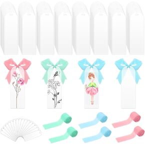 60 Pieces Acrylic Bookmarks Bulk Transparent Acrylic Bookmarks Blank Clear Acrylic Craft Bookmarks DIY Bookmarks Acrylic Tags with 3 Rolls Ribbon for Reading Lovers DIY Crafts Gift
