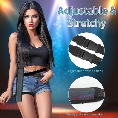 Rave Fan Holster Folding Fan Sleeves, Hand Fan Holder with Stretchy Straps - Men Women Rave Fan Accessories Reflective Fan Holster for Dance Music Circuit Parties and Raves in Saudi Arabia