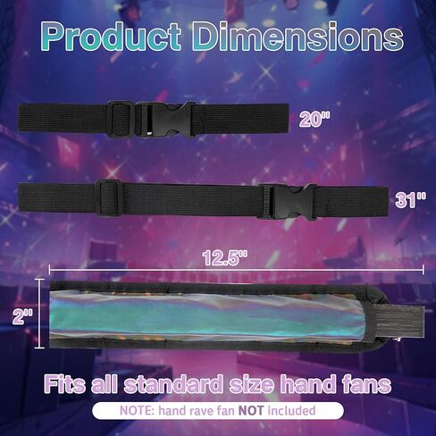 حافظة مروحة قابلة للطي من Rave Fan، حامل مروحة يد مع أشرطة قابلة للتمدد - ملحقات مروحة الهذيان للرجال والنساء حافظة عاكسة للضوء لحفلات الرقص الموسيقية والهذيان in Kuwait