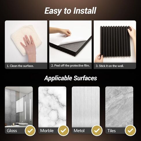 24 حزمة - 12 * 12 * 2 بوصة من ألواح الرغوة الصوتية ذاتية اللصق، ألواح صوت مصممة بشكل هرمي ثلاثي الأبعاد من TONOR لامتصاص الأصداء، توسيع سريع، رغاوي ممتصة للصوت مناسبة للمنزل والاستوديو، أسود in Kuwait