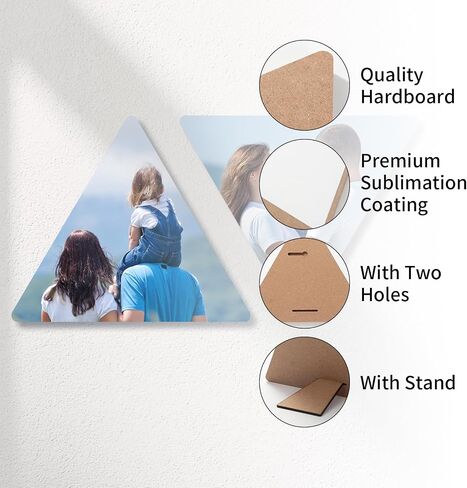 PYD Life 4 عبوات من إطارات الصور التسامي لديكور المنزل مقاس 9 بوصة × 10 بوصة مثلثة بسُمك 0.6 بوصة لوح خشبي MDF أبيض للتعليق على الحائط مع حامل لآلة الضغط الحراري ونقل الحرارة in Kuwait