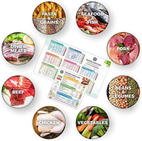 Instant Pot Cheat Sheet Magnet Set - Pressure Cooker Accessories (Large Font) Electric Pressure Cooker Times Cookbook - Instant Pot Accessories Compatible with 3,5,6,8 QT Electric Pressure Cookers in Saudi Arabia