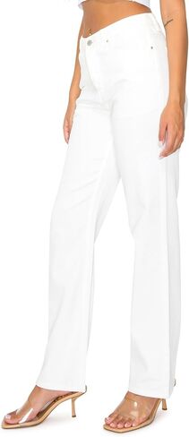 KHAKI & BLUE Women’s Denim Jeans – High Waisted Straight Leg Pants with Button Down Closure in Saudi Arabia