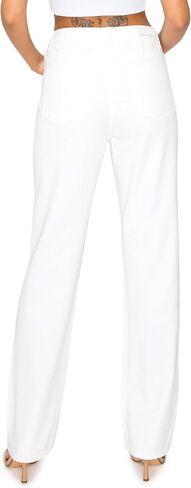 KHAKI & BLUE Women’s Denim Jeans – High Waisted Straight Leg Pants with Button Down Closure in Saudi Arabia